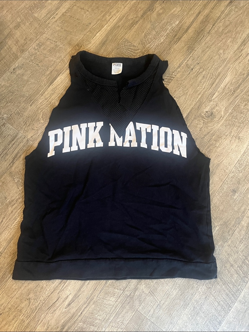 PINK Victoria's Secret Black 'PINK NATION' Sleeveless Tank